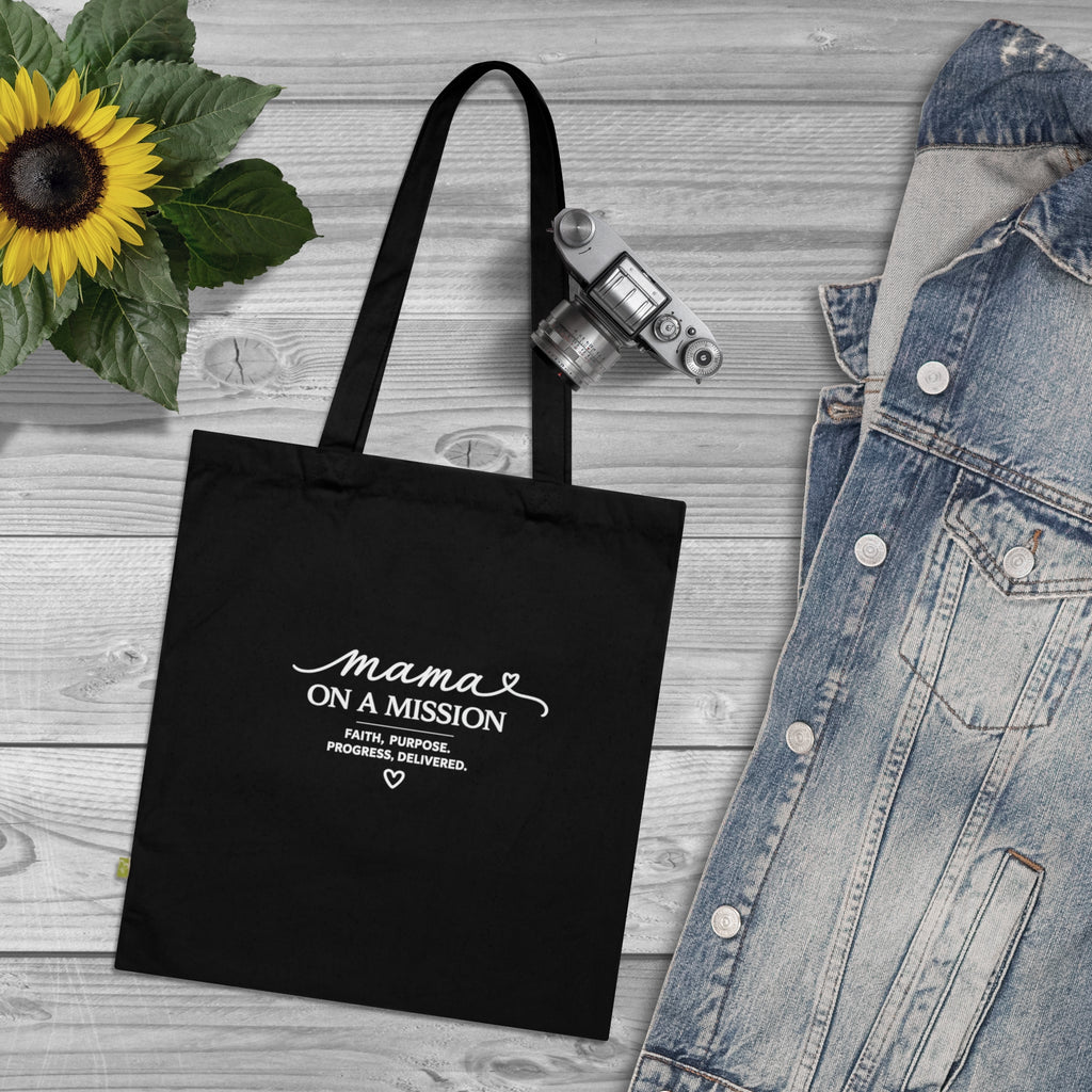 Mama On A Mission Organic Cotton Tote Bag — Inspirational Mom Market Tote