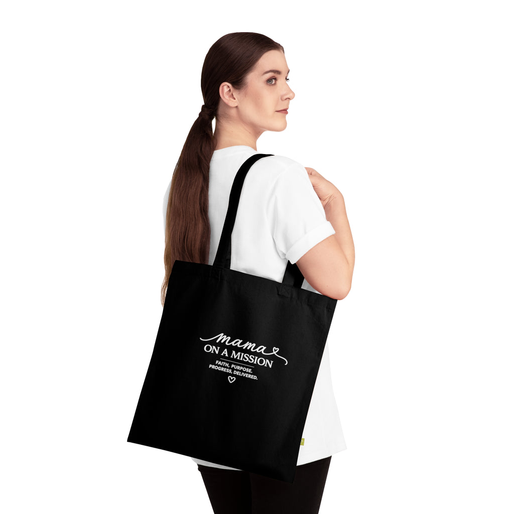 Mama On A Mission Organic Cotton Tote Bag — Inspirational Mom Market Tote
